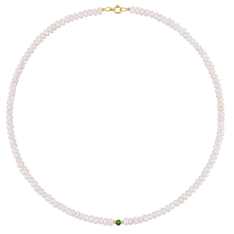 Κολιέ με Κ14 χρυσά στοιχεία με λευκά μαργαριτάρια και ζιργκόν - S123985G